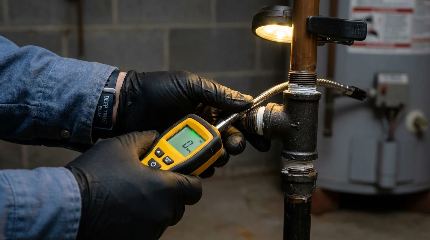 Gas leak detection with electronic sniffer by Johns Plumbing LLC in Lyons